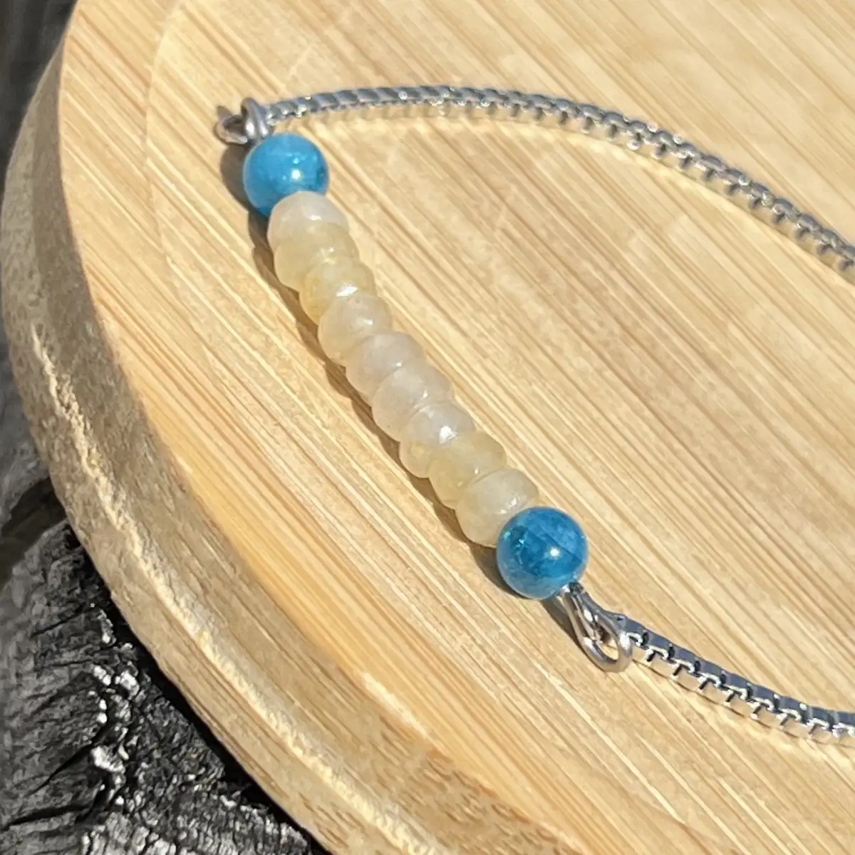 Bracelet "Élan et Clarté" – Jade Jaune Facettée et Apatite Bleue
