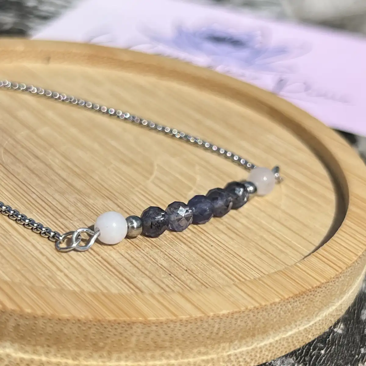 Bracelet "Intuition et Tendresse" – Cordiérite Facettée et Quartz Rose