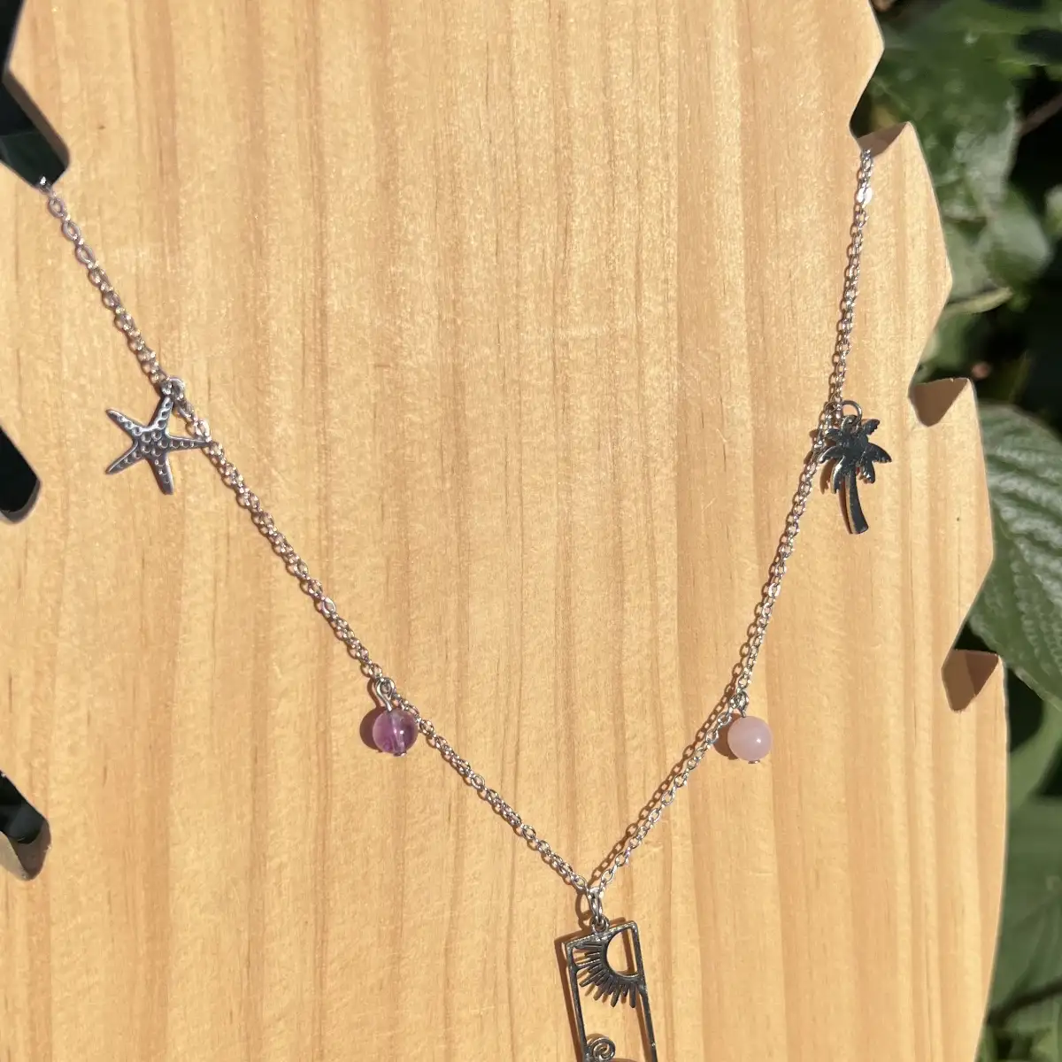 Collier perle d'amethyste et quartz rose