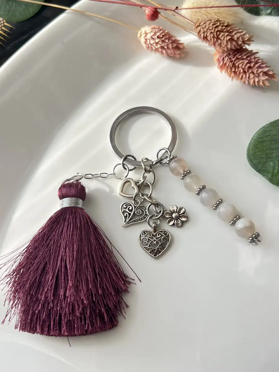 Porte-clés / Bijou de sac – Agate grise