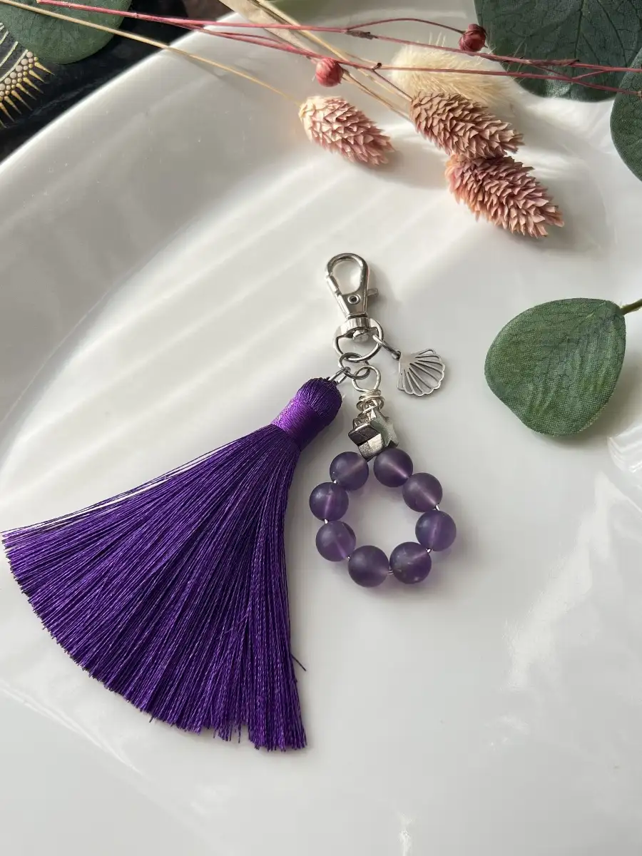 Porte-clés / Bijou de sac – Améthyste givrée