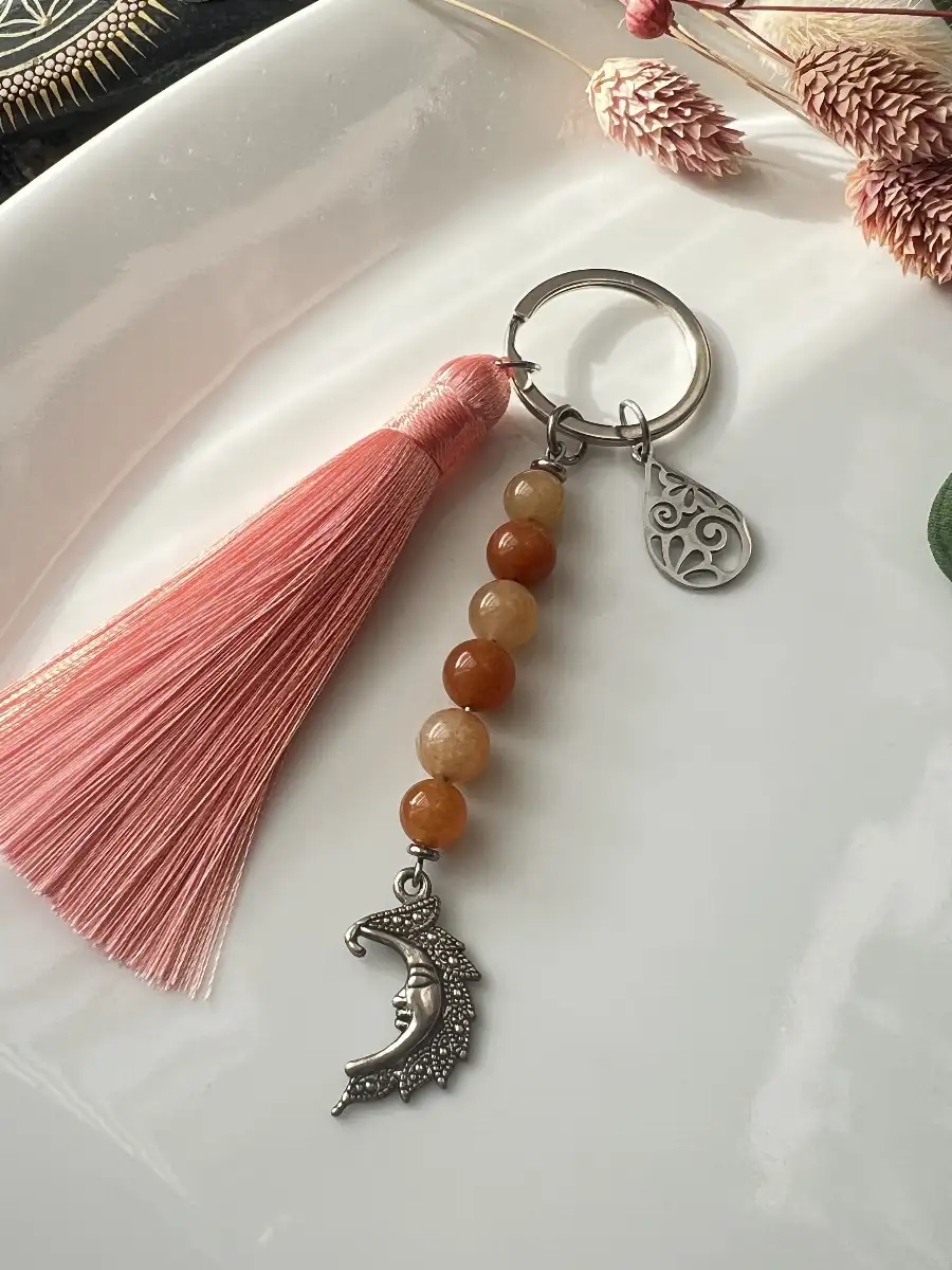 Porte-clés / Bijou de sac – aventurine orange