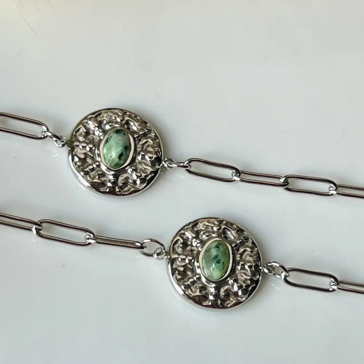 Bracelet réglable acier inoxydable turquoise africaine