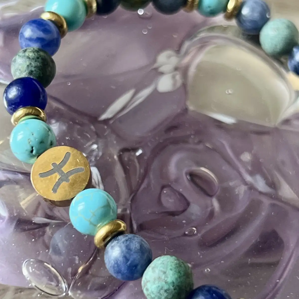 Bracelet Zodiaque Poissons – Turquoise, Turquoise Africaine et Sodalite