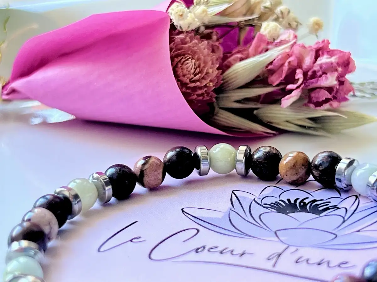 Bracelet Zodiaque Taureau – Jaspe Cappuccino, Émeraude et Bronzite