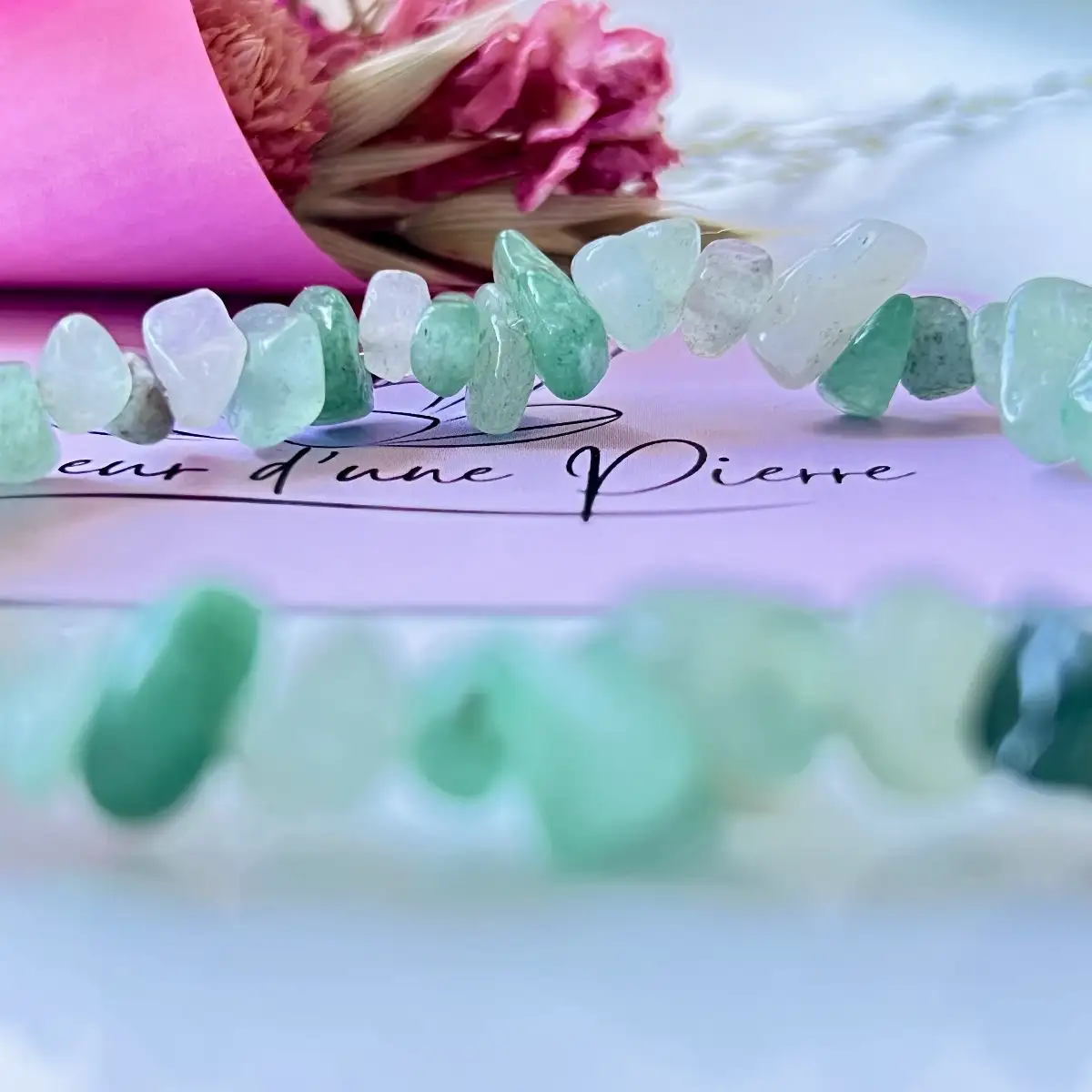 Bracelet chips en aventurine verte