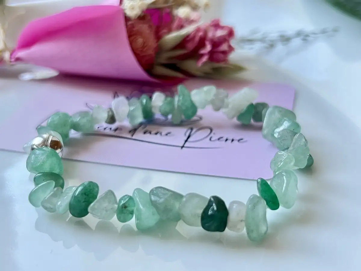 Bracelet chips en aventurine verte