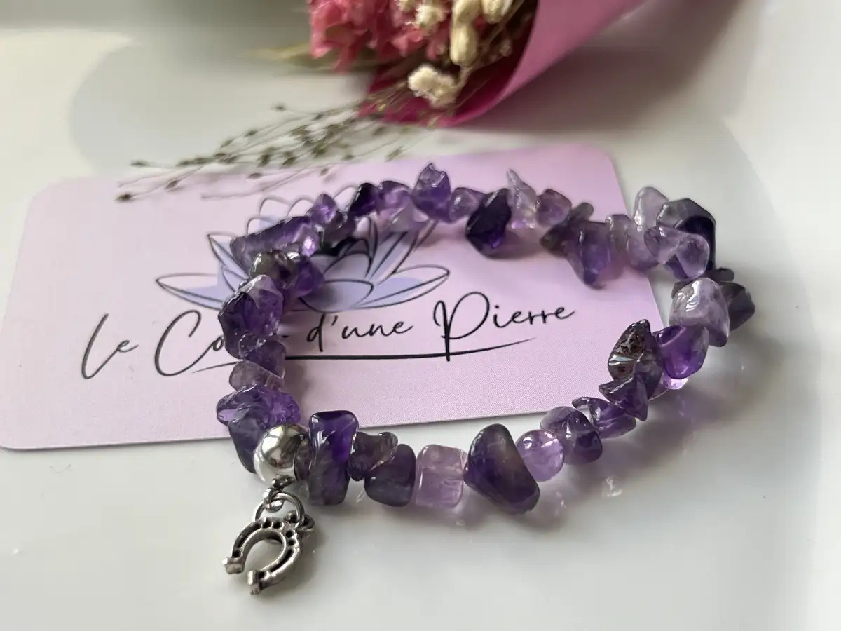 Bracelet en perles chips Améthyste
