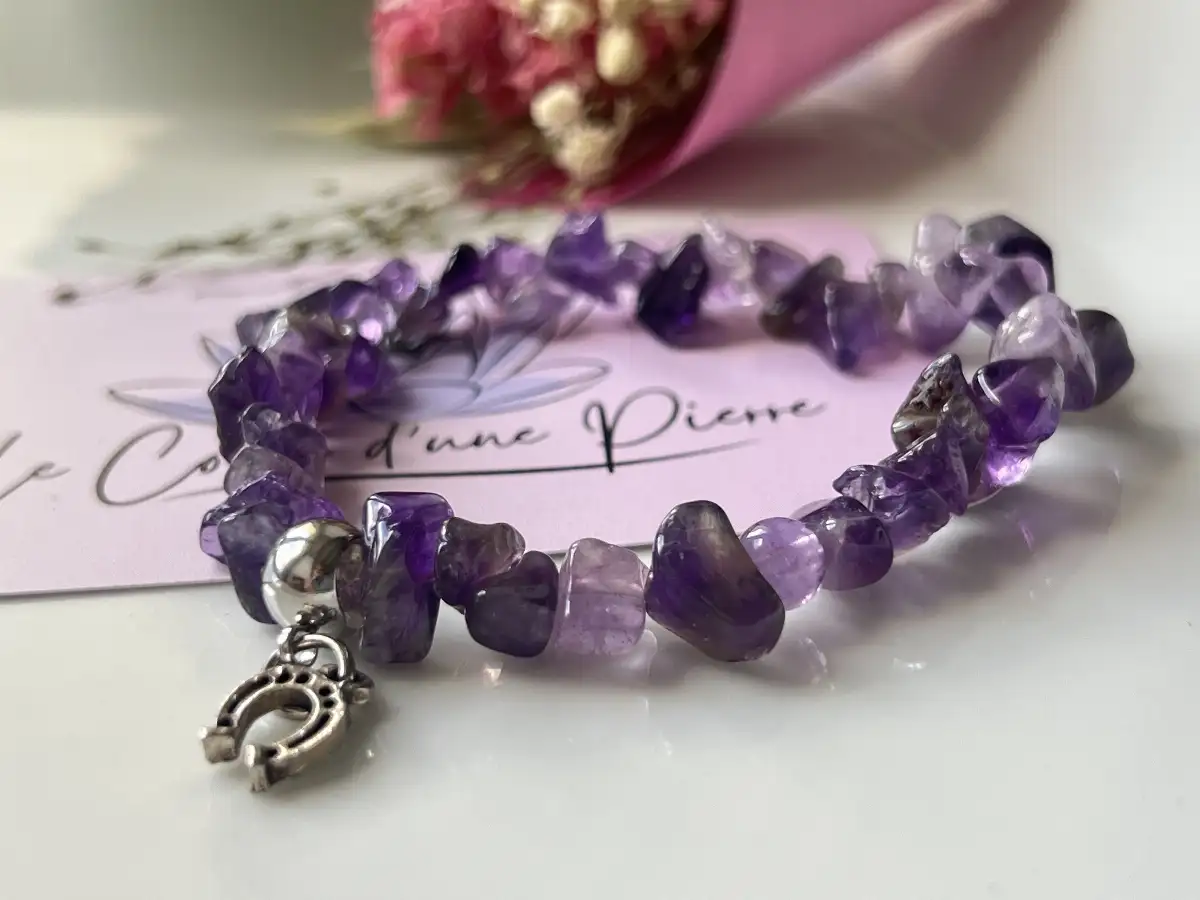Bracelet en perles chips Améthyste