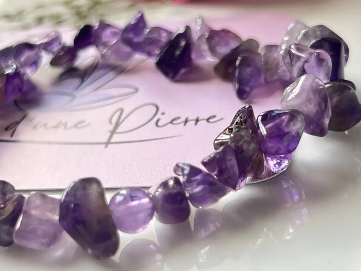 Bracelet en perles chips Améthyste