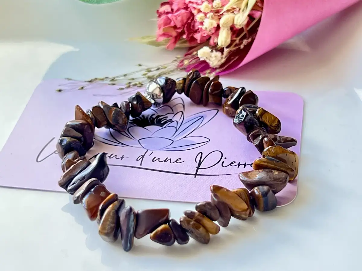 Bracelet en perles chips d’Œil de Tigre