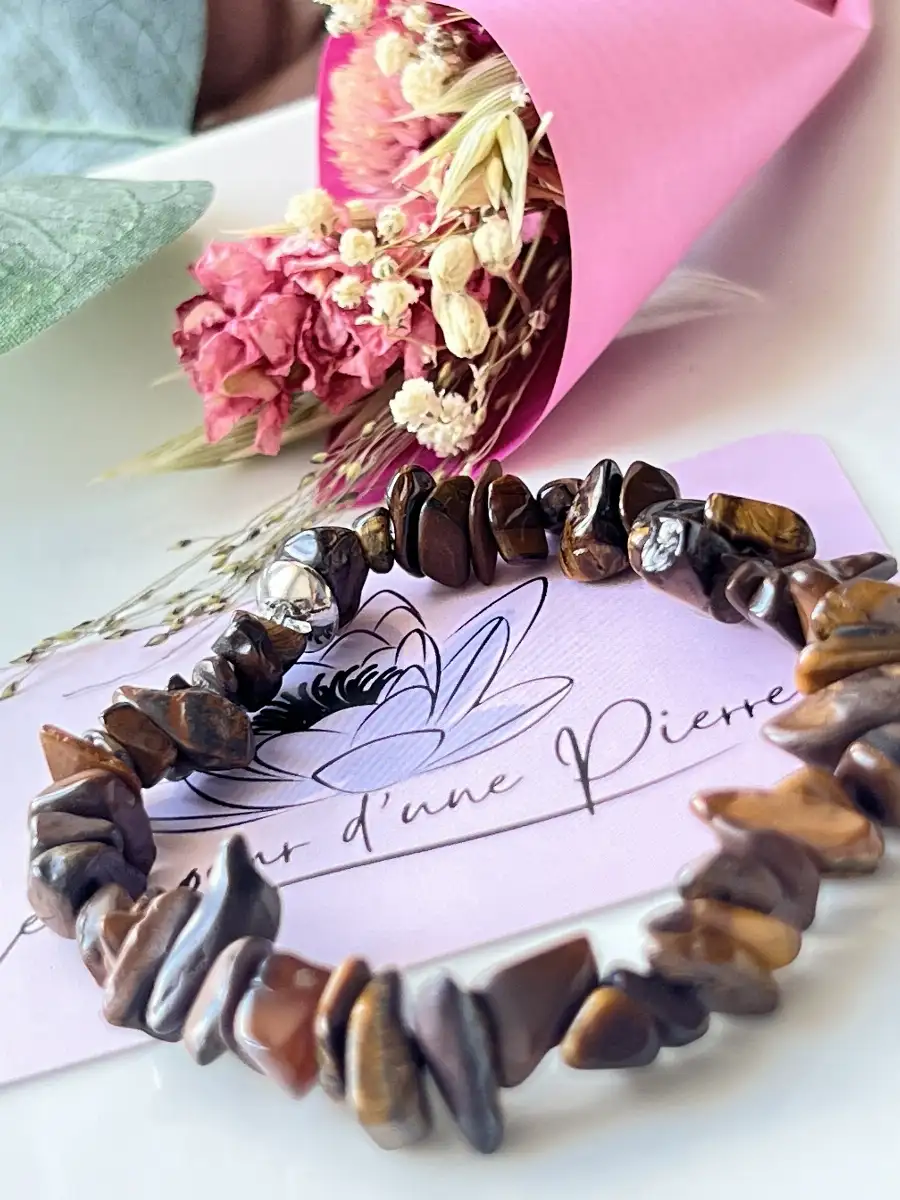 Bracelet en perles chips d’Œil de Tigre