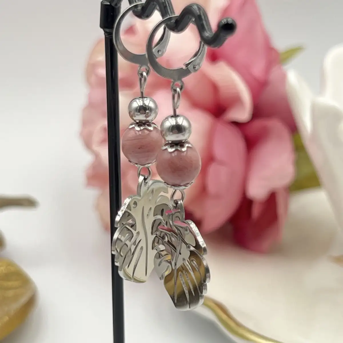 Boucles d’oreilles en Rhodochrosite