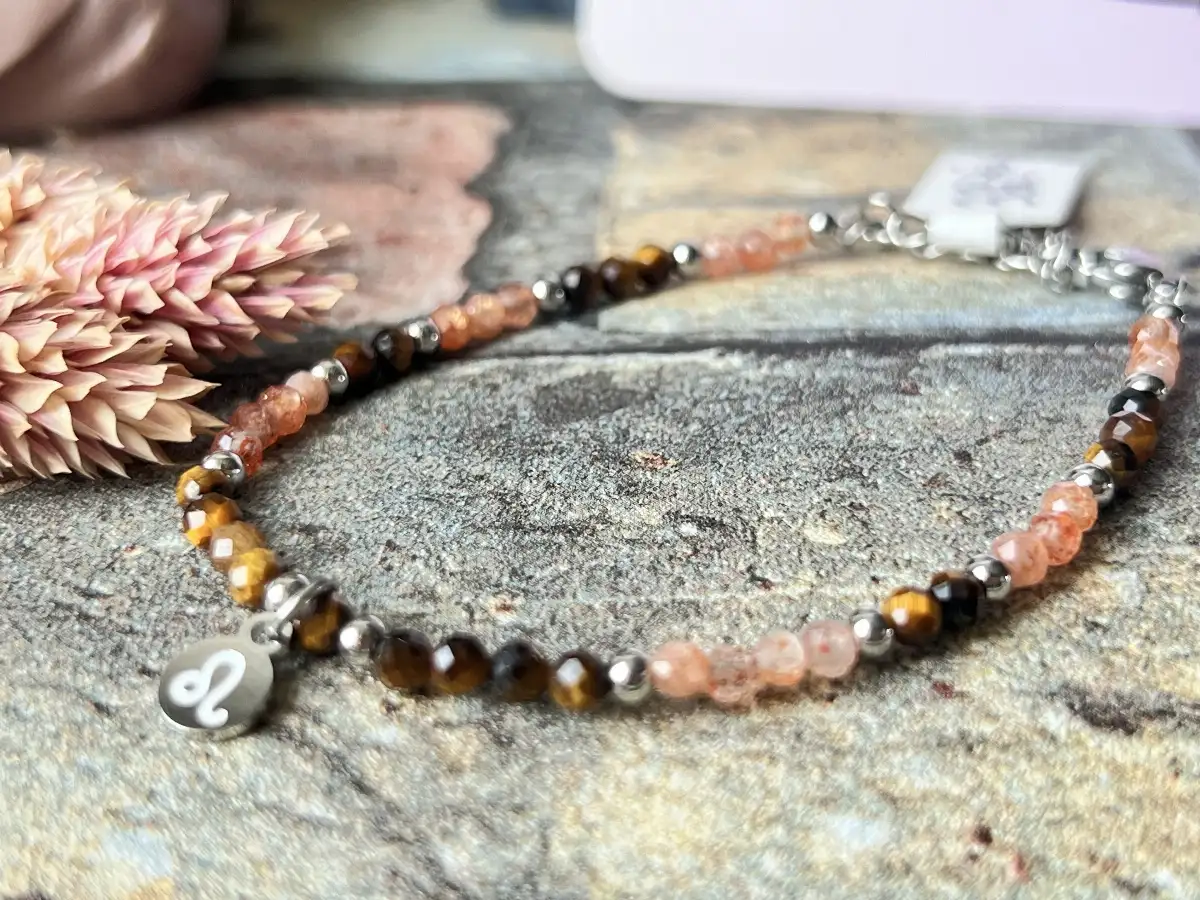 Bracelet zodiaque lion – Pierre du Soleil & Oeil de Tigre