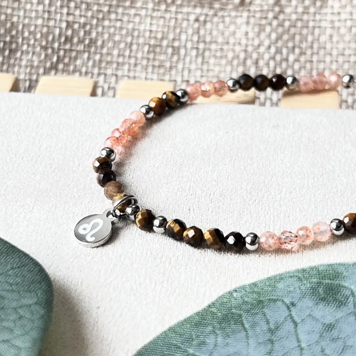 Bracelet zodiaque lion – Pierre du Soleil & Oeil de Tigre