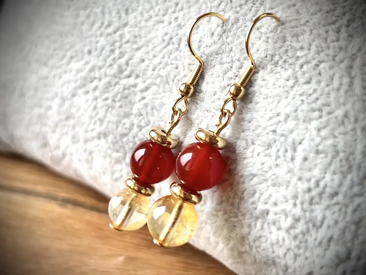 Boucles d’oreilles Cornaline et Citrine