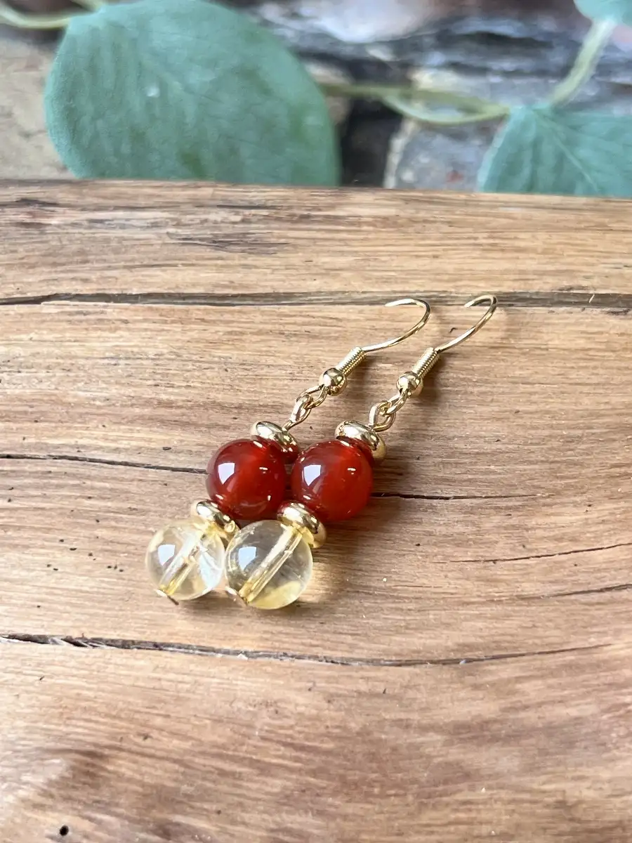 Boucles d’oreilles Cornaline et Citrine