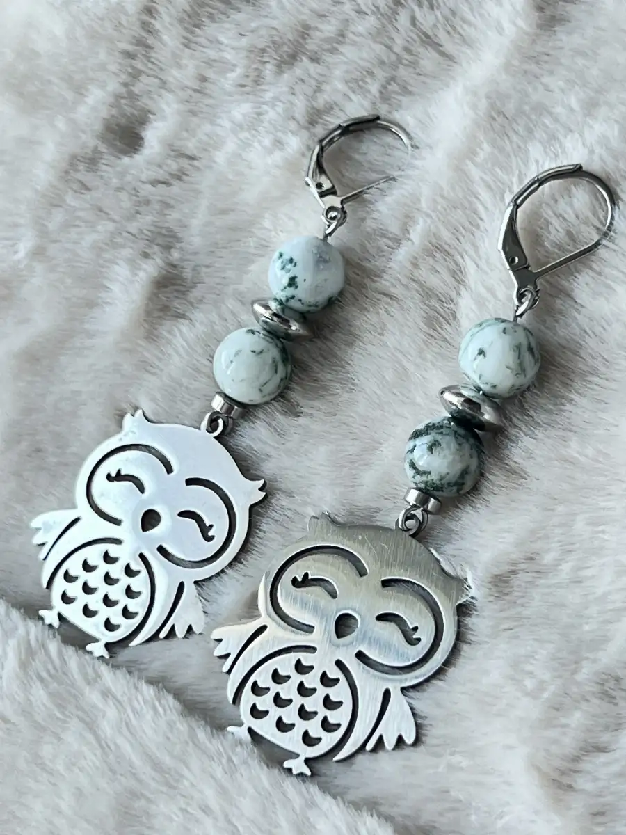 Boucles d'oreilles agate arbre