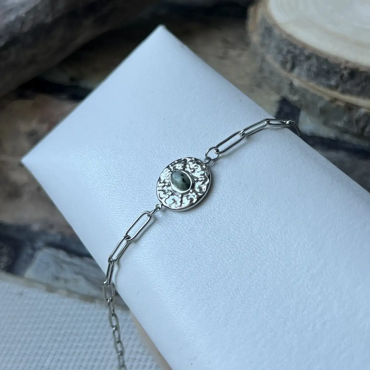 Bracelet réglable acier inoxydable turquoise africaine