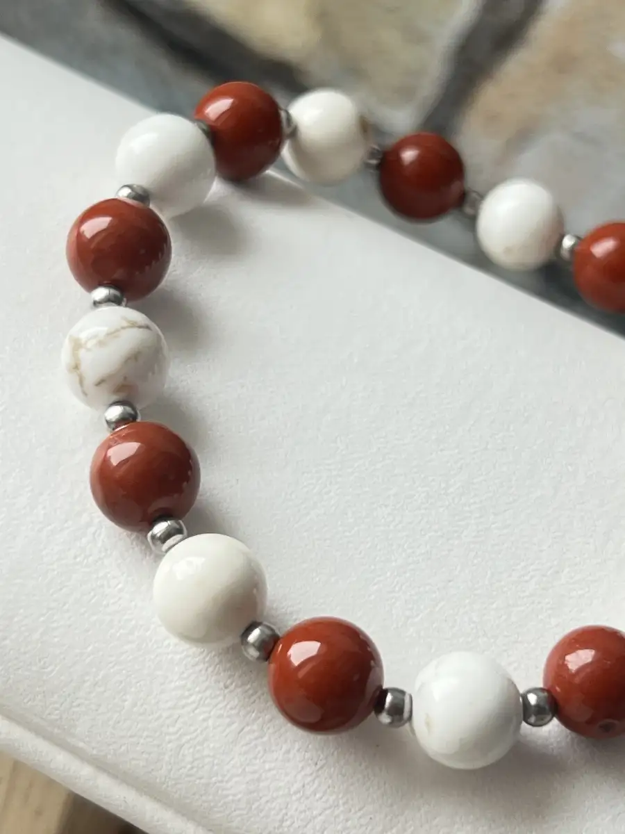 Bracelet Jaspe Rouge & Magnésite