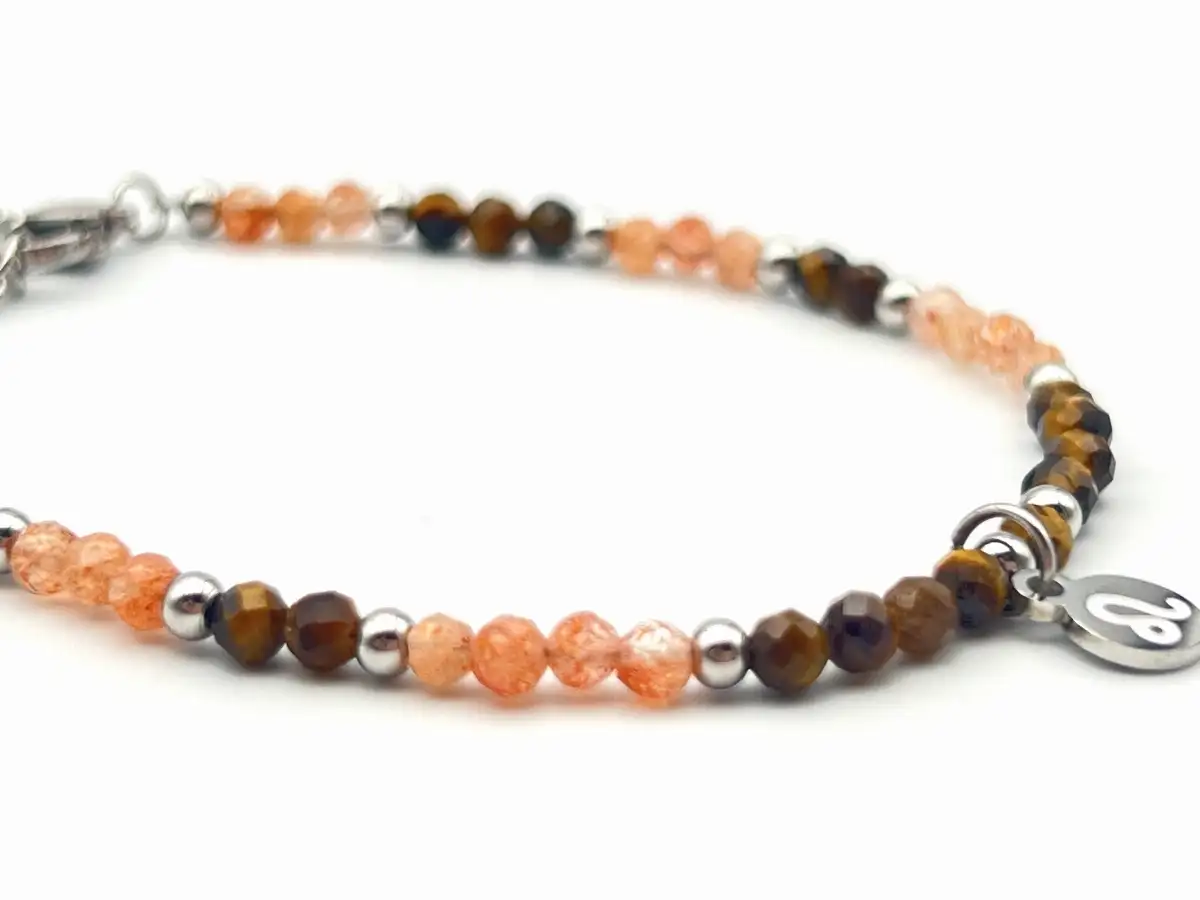 Bracelet zodiaque lion – Pierre du Soleil & Oeil de Tigre