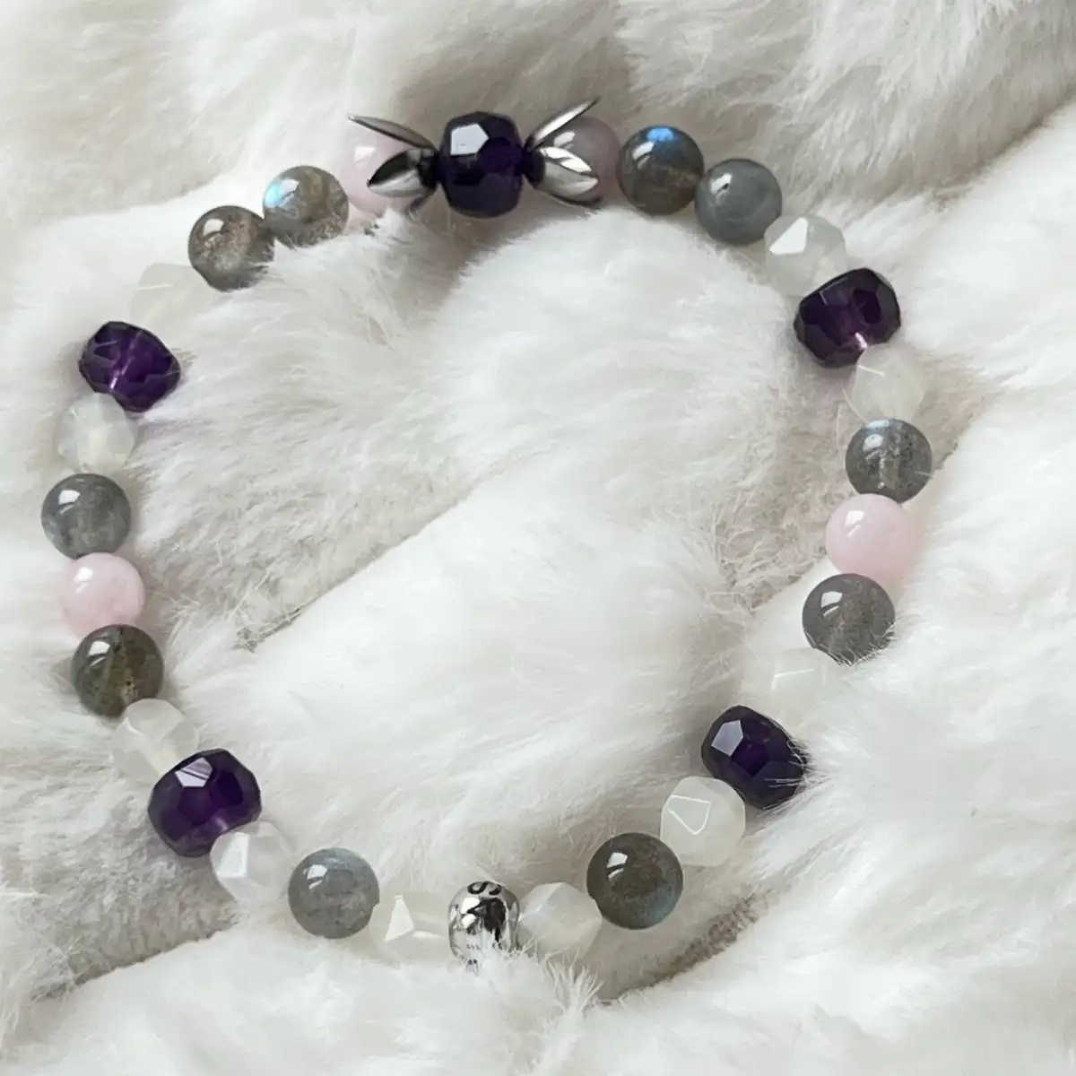 Bracelet Labradorite Extra – Quartz Rose, Améthyste & Pierre de Lune