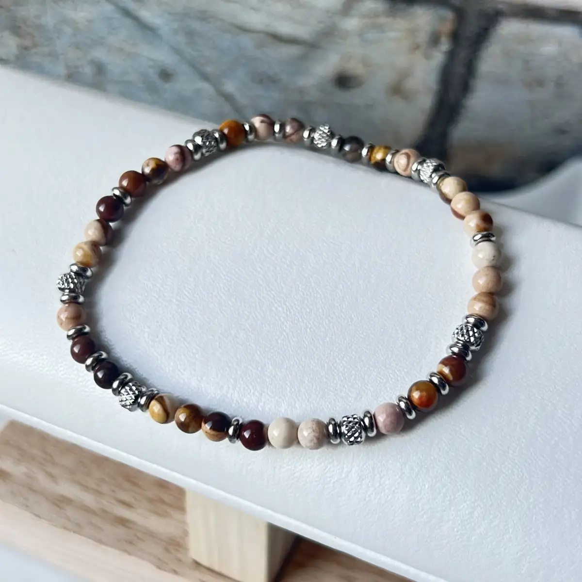 Bracelet Jaspe Cappuccino – Perles 4 mm