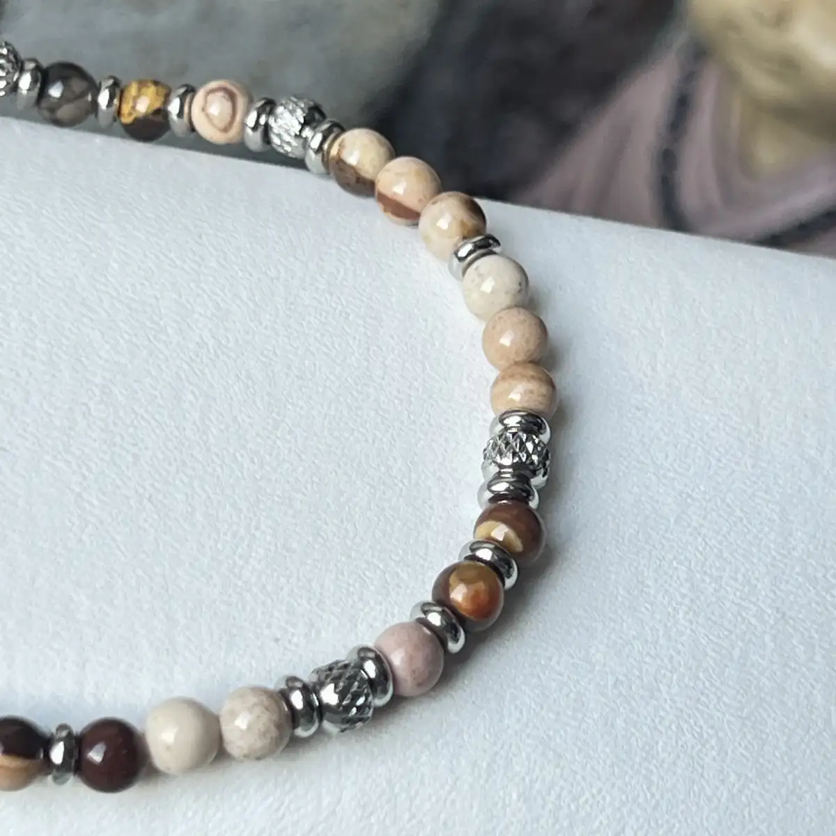 Bracelet Jaspe Cappuccino – Perles 4 mm