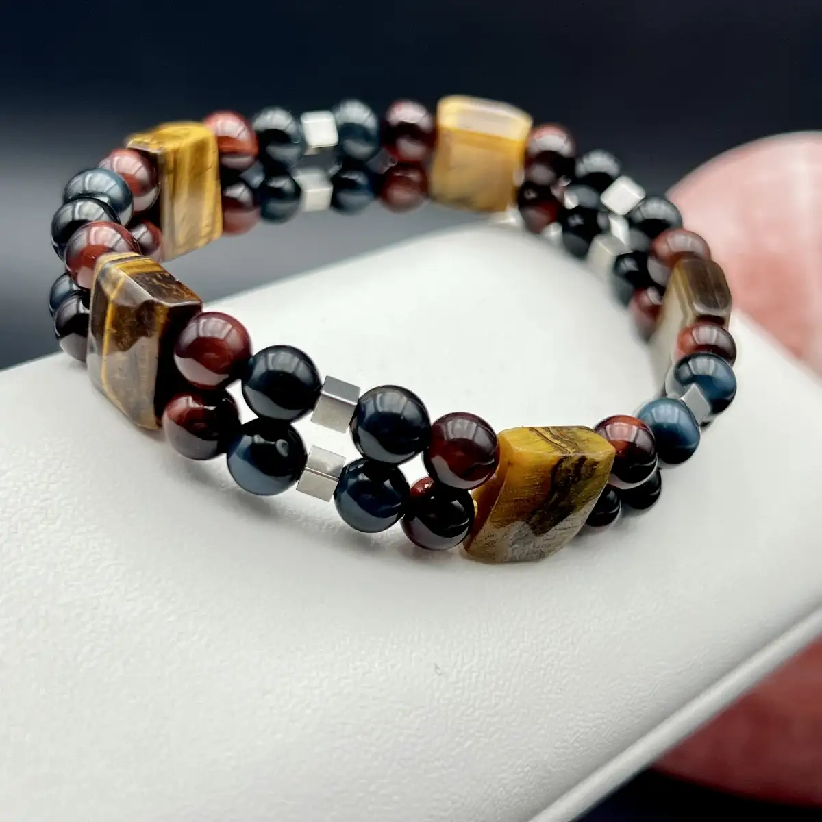 Bracelet Triple Protection – Œil de Tigre, Œil de Faucon & Œil de Taureau