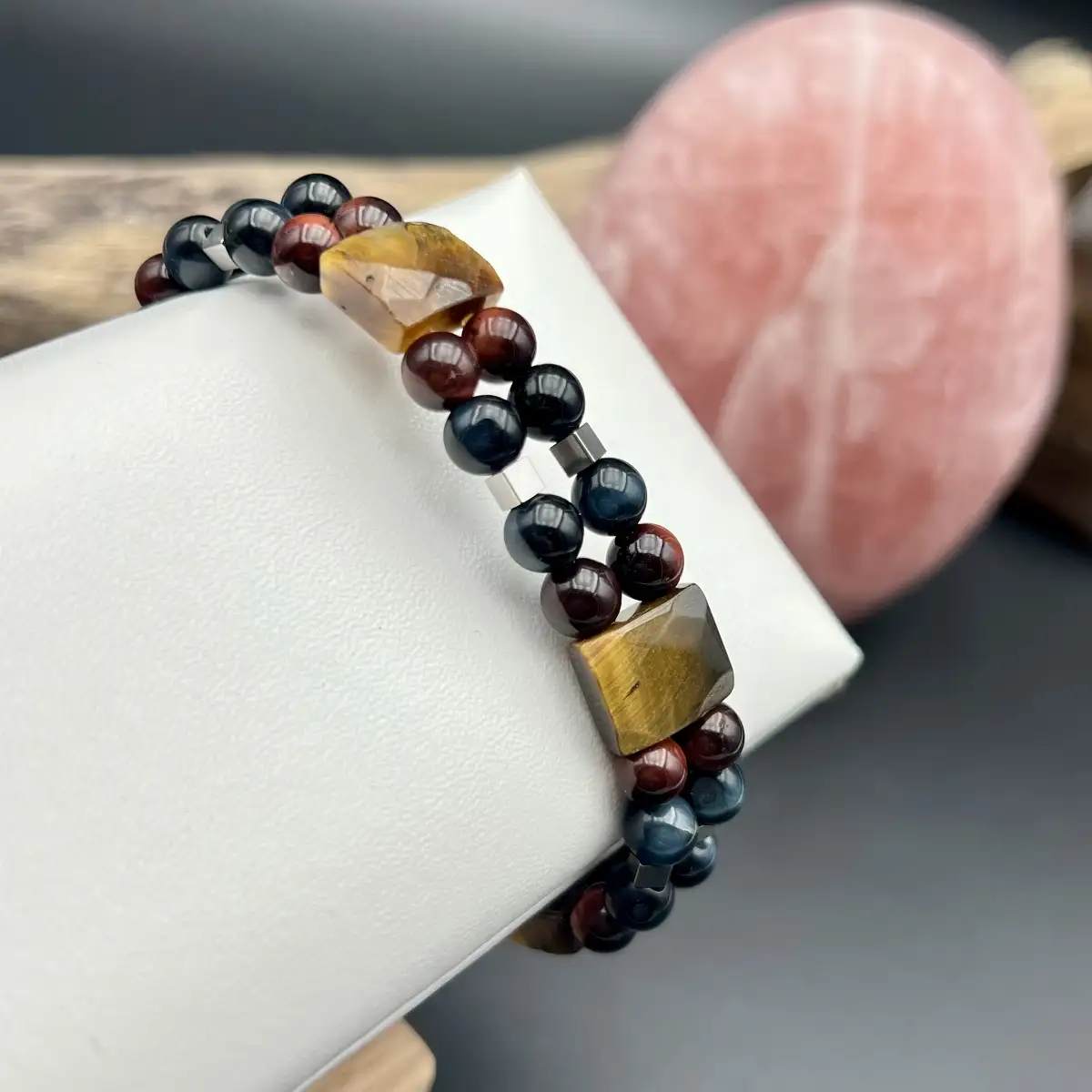 Bracelet Triple Protection – Œil de Tigre, Œil de Faucon & Œil de Taureau