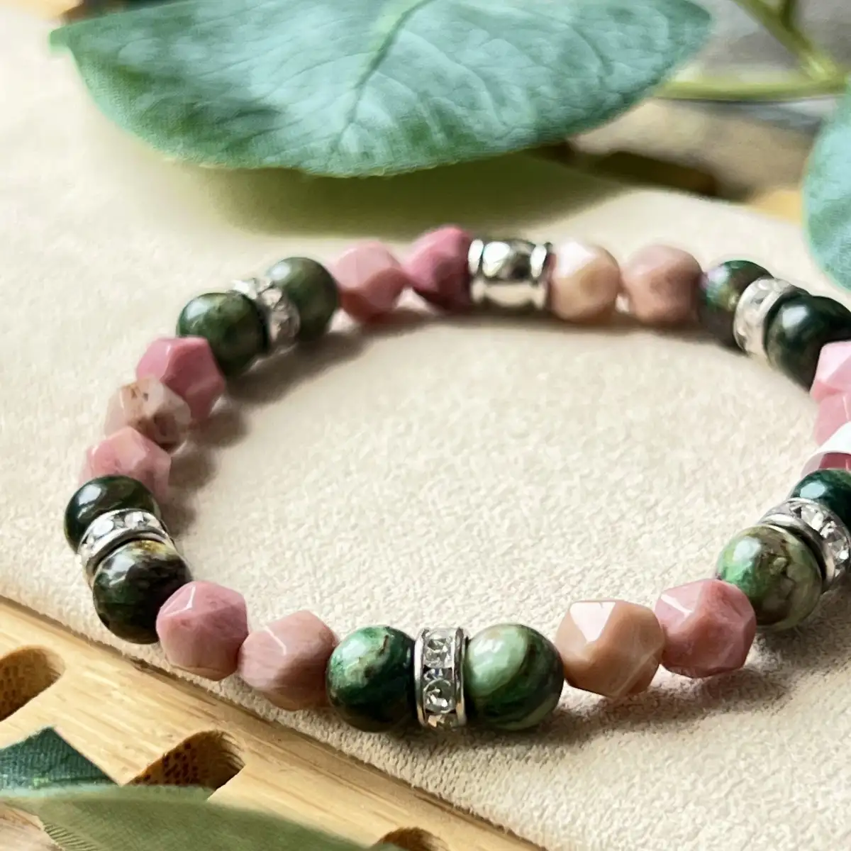 Bracelet Rhodochrosite & Fuschite – Apaisement et harmonie intérieure