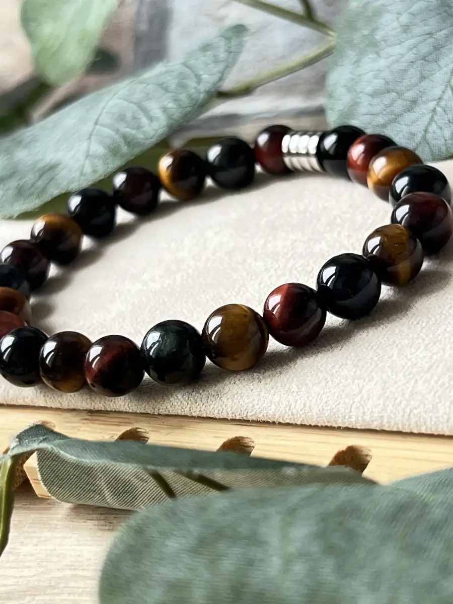 Bracelet Triple Protection – Œil de tigre, Œil de faucon et Œil de taureau