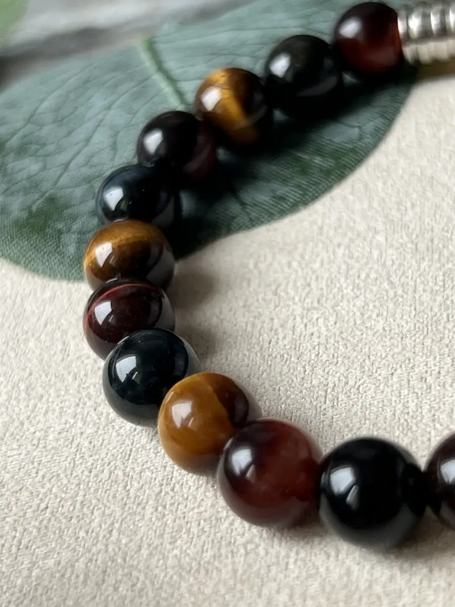 Bracelet Triple Protection – Œil de tigre, Œil de faucon et Œil de taureau