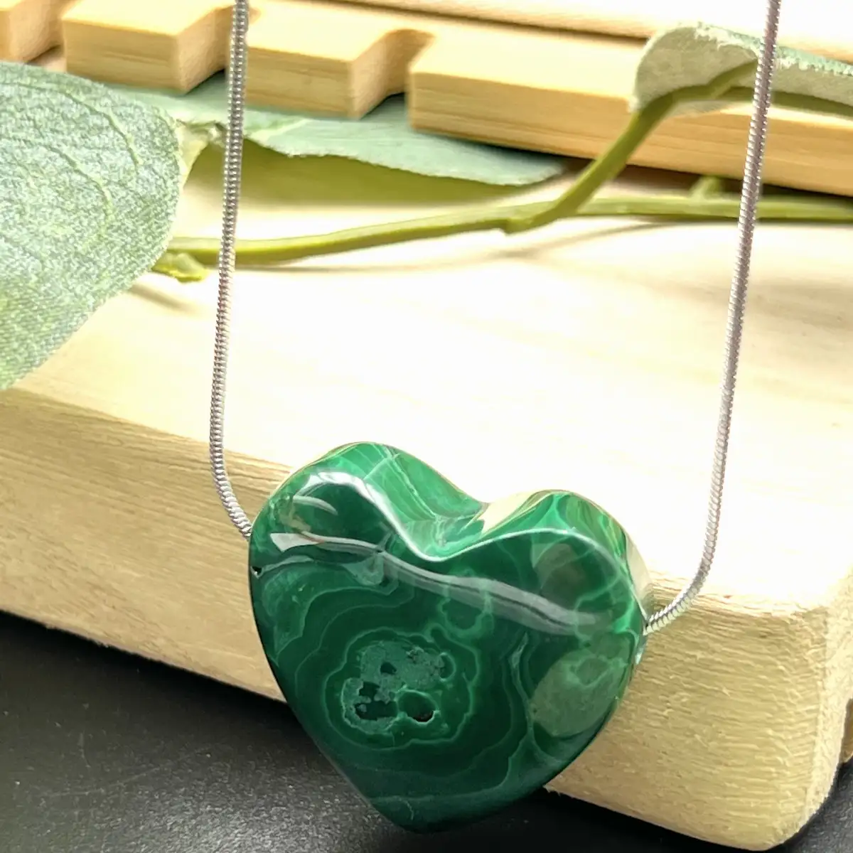 Pendentif Cœur en malachite